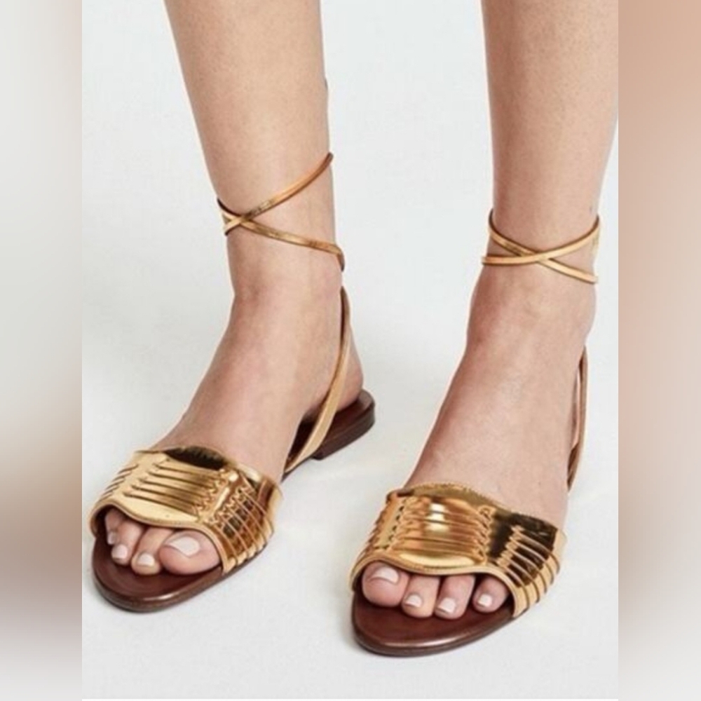 Veronica Beard Metallic Gold Sandals